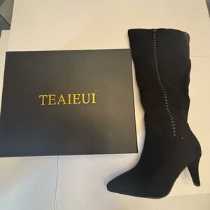Black Suede Heeled Boots